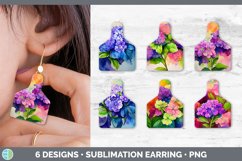 Bundle of six Hydrangea cow tag earrings sublimation designs.