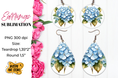 Flowers earrings.Hydrangea Earrings Sublimation. Product Image 1