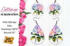 Flowers earrings.Hydrangea Earrings Sublimation. Product Image 1
