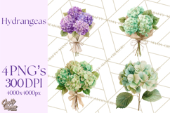 Watercolor Hydrangea Clipart, Florist Paper, Wedding Floral Product Image 1
