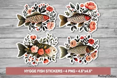 Fish Stickers | Vintage Flowers Printable PNG | Hygge Style Product Image 1