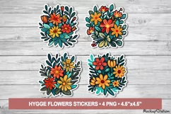 Flower Stickers | Retro Flowers Printable PNG | Hygge Product Image 1