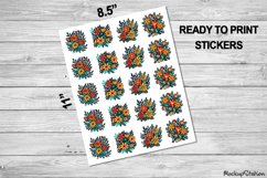 Flower Stickers | Retro Flowers Printable PNG | Hygge Product Image 2