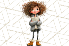 Winter Hygge Girl Clipart PNG, Cozy Wardrobe Illustrations Product Image 2