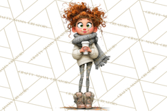 Winter Hygge Girl Clipart PNG, Cozy Wardrobe Illustrations Product Image 2