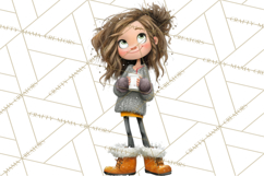 Winter Hygge Girl Clipart PNG, Cozy Wardrobe Illustrations Product Image 3