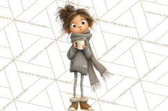 Winter Hygge Girl Clipart PNG, Cozy Wardrobe Illustrations Product Image 5