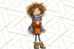 Winter Hygge Girl Clipart PNG, Cozy Wardrobe Illustrations Product Image 4
