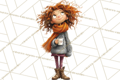 Winter Hygge Girl Clipart PNG, Cozy Wardrobe Illustrations Product Image 5