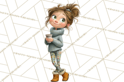 Winter Hygge Girl Clipart PNG, Cozy Wardrobe Illustrations Product Image 2