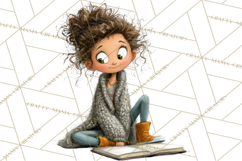 Winter Hygge Girl Clipart PNG, Cozy Wardrobe Illustrations Product Image 3