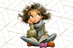 Winter Hygge Girl Clipart PNG, Cozy Wardrobe Illustrations Product Image 5