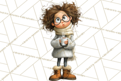 Winter Hygge Girl Clipart PNG, Cozy Wardrobe Illustrations Product Image 4