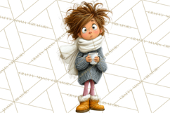 Winter Hygge Girl Clipart PNG, Cozy Wardrobe Illustrations Product Image 5