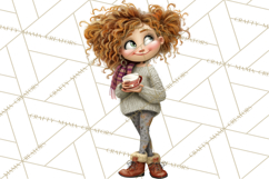 Winter Hygge Girl Clipart PNG, Cozy Wardrobe Illustrations Product Image 4
