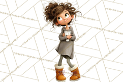 Winter Hygge Girl Clipart PNG, Cozy Wardrobe Illustrations Product Image 5