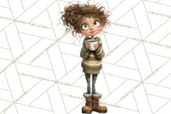 Winter Hygge Girl Clipart PNG, Cozy Wardrobe Illustrations Product Image 2