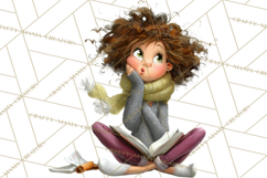 Winter Hygge Girl Clipart PNG, Cozy Wardrobe Illustrations Product Image 4