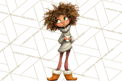 Winter Hygge Girl Clipart PNG, Cozy Wardrobe Illustrations Product Image 5