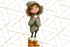 Winter Hygge Girl Clipart PNG, Cozy Wardrobe Illustrations Product Image 3