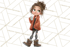 Winter Hygge Girl Clipart PNG, Cozy Wardrobe Illustrations Product Image 5