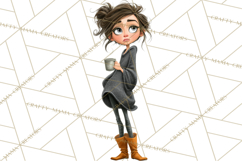 Winter Hygge Girl Clipart PNG, Cozy Wardrobe Illustrations Product Image 2