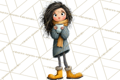 Winter Hygge Girl Clipart PNG, Cozy Wardrobe Illustrations Product Image 3