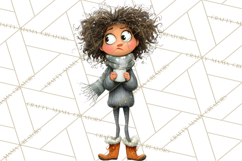 Winter Hygge Girl Clipart PNG, Cozy Wardrobe Illustrations Product Image 4
