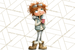 Winter Hygge Girl Clipart PNG, Cozy Wardrobe Illustrations Product Image 5