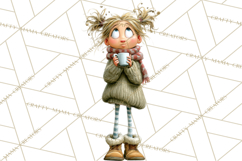 Winter Hygge Girl Clipart PNG, Cozy Wardrobe Illustrations Product Image 2