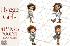 Winter Hygge Girl Clipart PNG, Cozy Wardrobe Illustrations Product Image 1