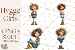 Winter Hygge Girl Clipart PNG, Cozy Wardrobe Illustrations Product Image 1