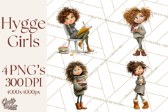 Winter Hygge Girl Clipart PNG, Cozy Wardrobe Illustrations Product Image 1