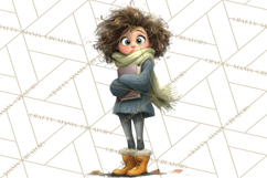 Winter Hygge Girl Clipart PNG, Cozy Wardrobe Illustrations Product Image 5