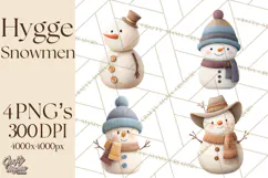 Hygge Winter Snowman PNG Cozy Neutral Christmas Clipart Product Image 1