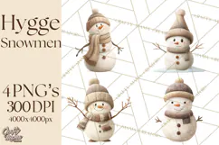 Hygge Winter Snowman PNG Cozy Neutral Christmas Clipart Product Image 1
