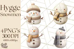 Hygge Winter Snowman PNG Cozy Neutral Christmas Clipart Product Image 1
