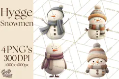 Hygge Winter Snowman PNG Cozy Neutral Christmas Clipart Product Image 1