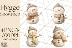 Hygge Winter Snowman PNG Cozy Neutral Christmas Clipart Product Image 1