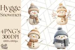 Hygge Winter Snowman PNG Cozy Neutral Christmas Clipart Product Image 1