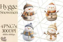 Hygge Winter Snowman PNG Cozy Neutral Christmas Clipart Product Image 1