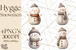 Hygge Winter Snowman PNG Cozy Neutral Christmas Clipart Product Image 1