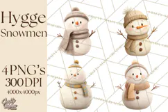 Hygge Winter Snowman PNG Cozy Neutral Christmas Clipart Product Image 1