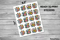 Flower Stickers | Vintage Flowers Printable PNG | Hygge Product Image 2