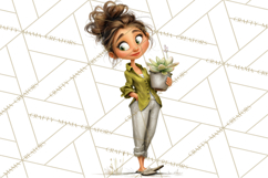 Green Aesthetic Wardrobe Clipart Hygge Girl PNG Product Image 2