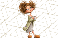 Green Aesthetic Wardrobe Clipart Hygge Girl PNG Product Image 3