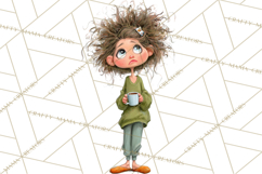 Green Aesthetic Wardrobe Clipart Hygge Girl PNG Product Image 4
