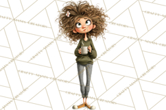 Green Aesthetic Wardrobe Clipart Hygge Girl PNG Product Image 5