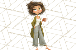 Green Aesthetic Wardrobe Clipart Hygge Girl PNG Product Image 2