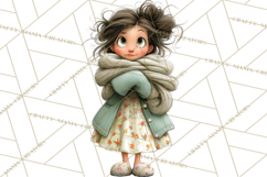 Green Aesthetic Wardrobe Clipart Hygge Girl PNG Product Image 4